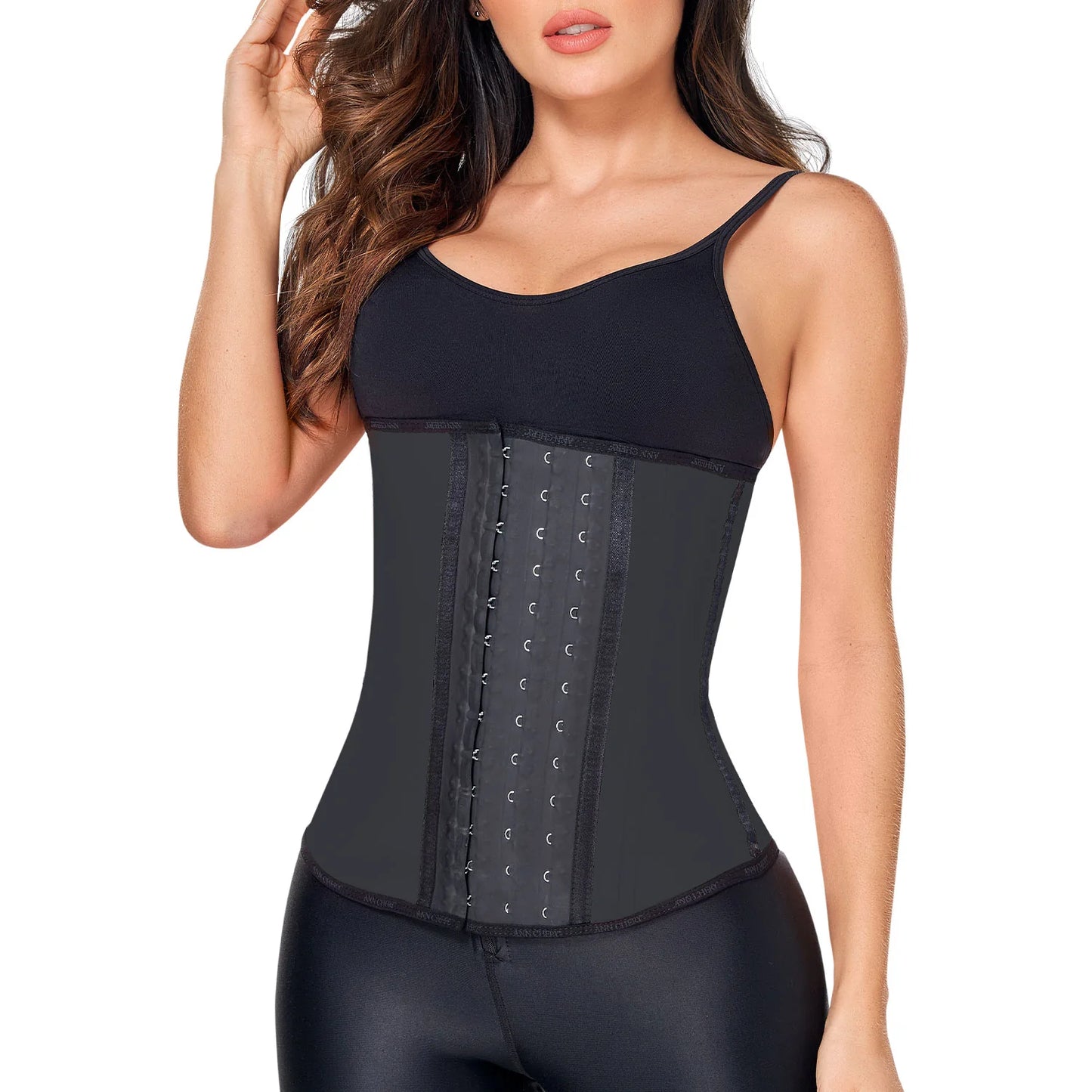 Ann Chery 2023 Deportiva 3 Hooks Ceinture gainante en latex noir