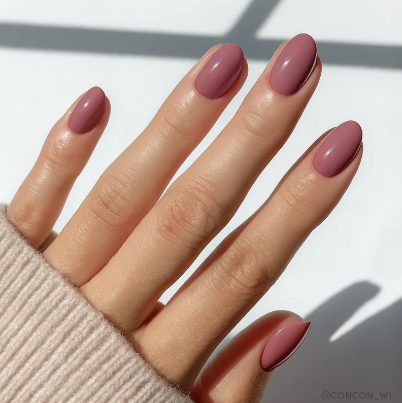 Fall Mauve Press-on Nails - Short Oval