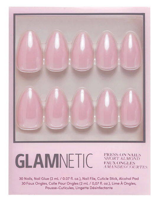 First Kiss Press-on Nails - Short Almond Pink Chrome Finish