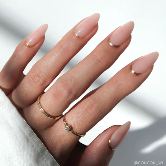 Goal Getter Press On Nails - Medium Almond Nude Gold Luxe Nail