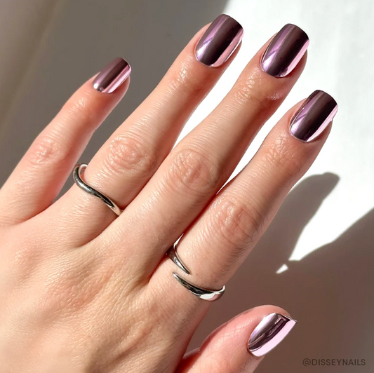 Metallic Blush Press-on Nails - Metallic Chrome Blush Nails