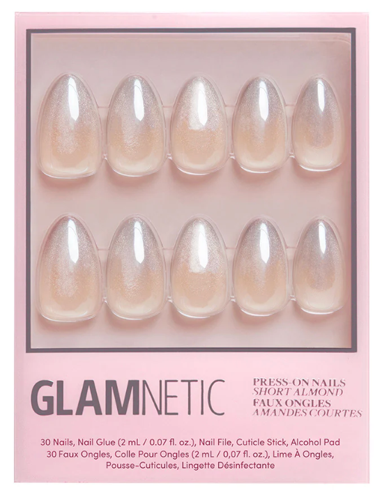 Polar Night Press-on Nails - Short Almond Silver Velvet