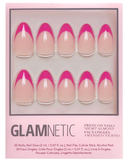 Raspberry Sorbet Press-on Nails - French Tip - Short Almond