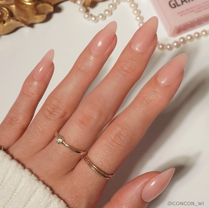 Sheer Pink Press-on Nails - Medium Almond