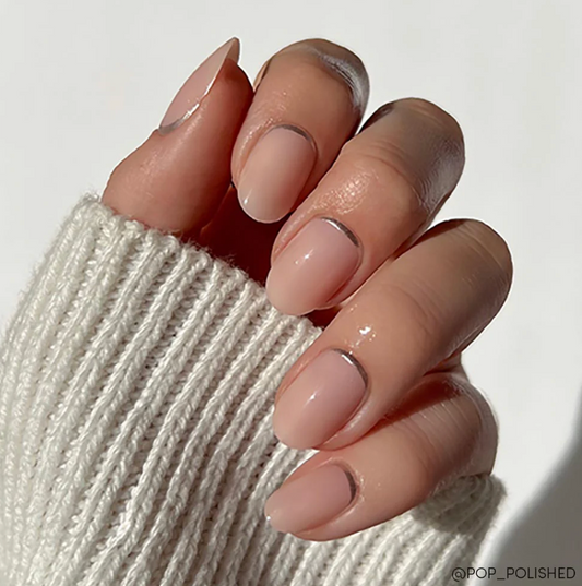 Silver Belle Press-on Nails - Natural Nail - Silver Accent