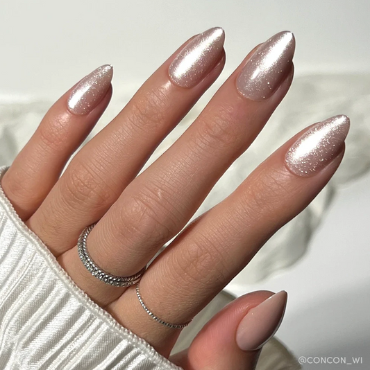 The Vow Press-on Nails - Short Almond - Nude Velvet Gloss