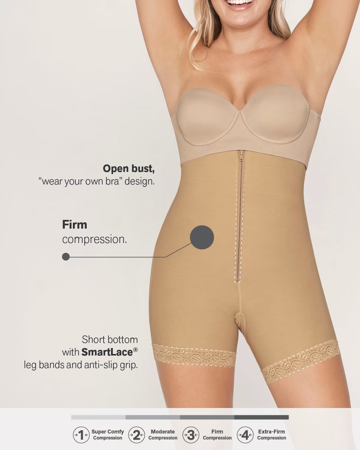Short gainant sans bretelles pour le contrôle du ventre et le lifting des fesses Leonisa 018486