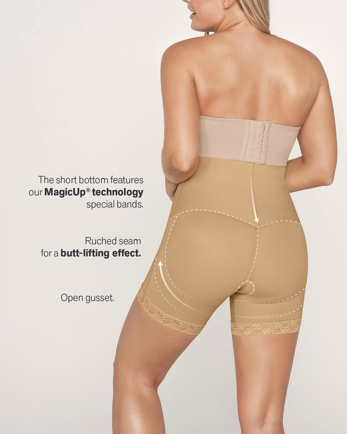 Short gainant sans bretelles pour le contrôle du ventre et le lifting des fesses Leonisa 018486
